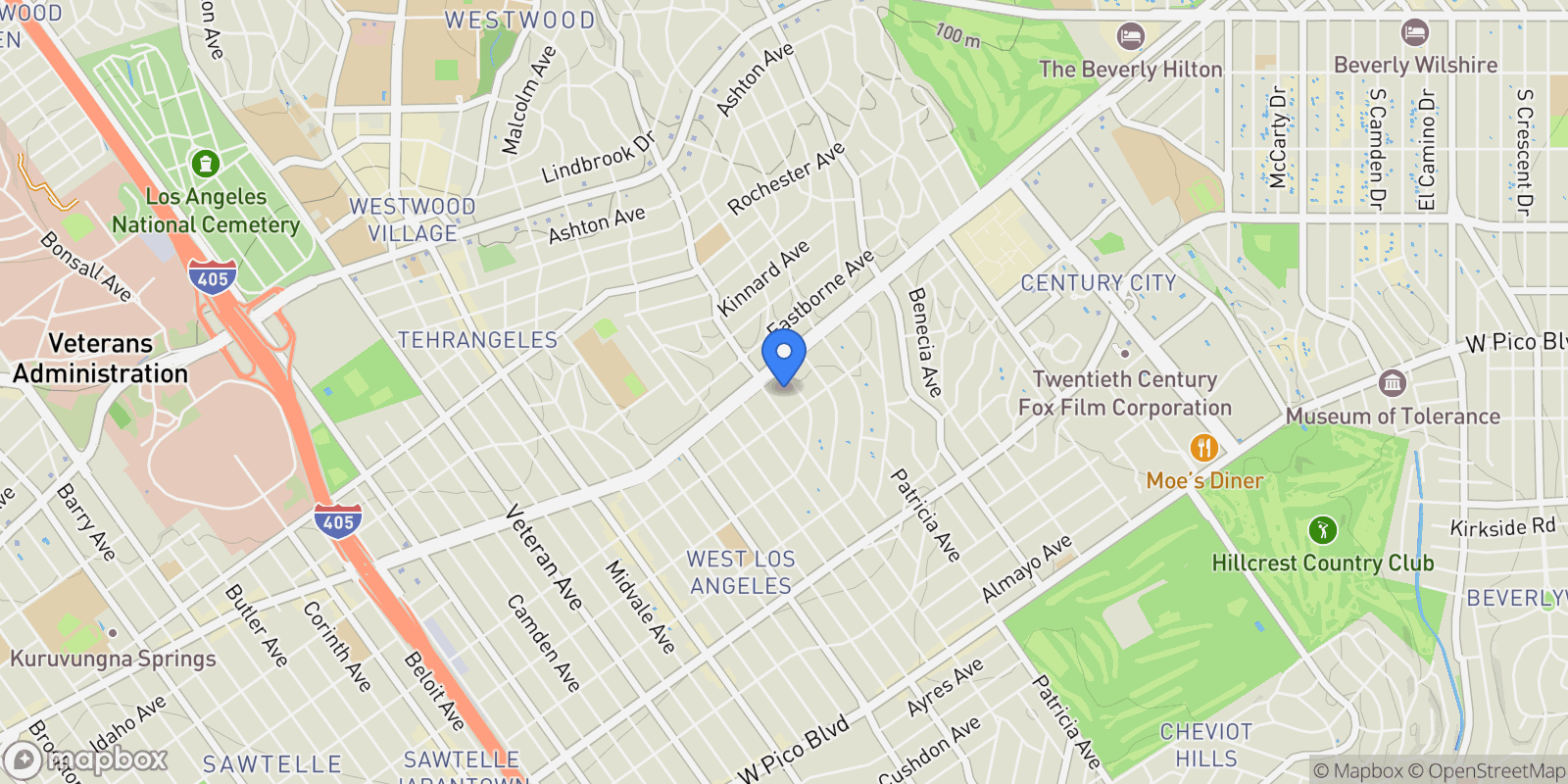 Map showing 1823 Westholme Ave, Los Angeles, California, United States.