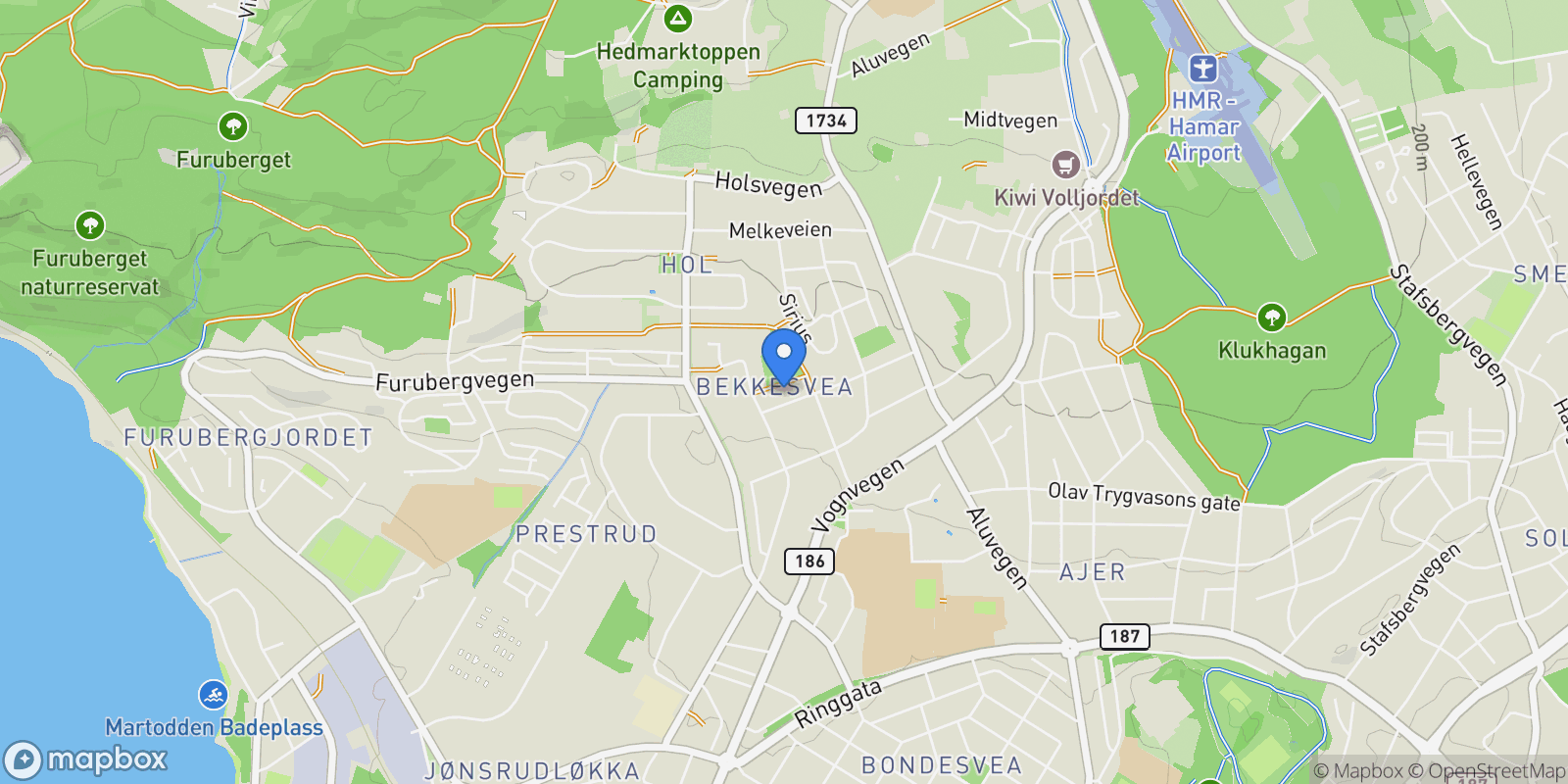 Map showing Olav Aukrusts gate 25, 2315 Hamar, Norway, Hamar, Innlandet, Norway.