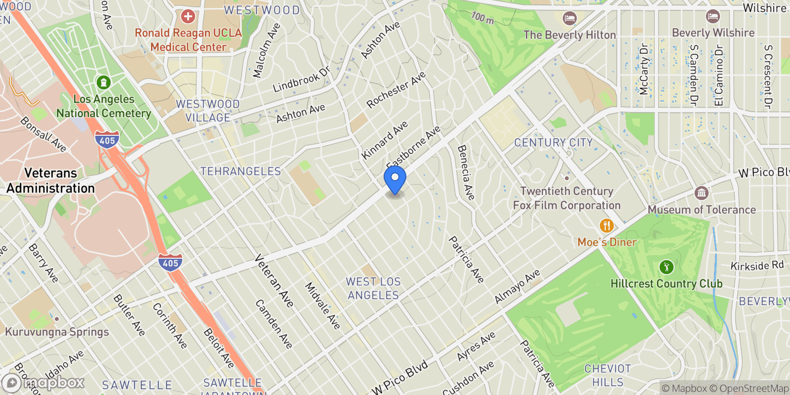 Map showing 1823 Westholme Ave, Los Angeles, California, United States.