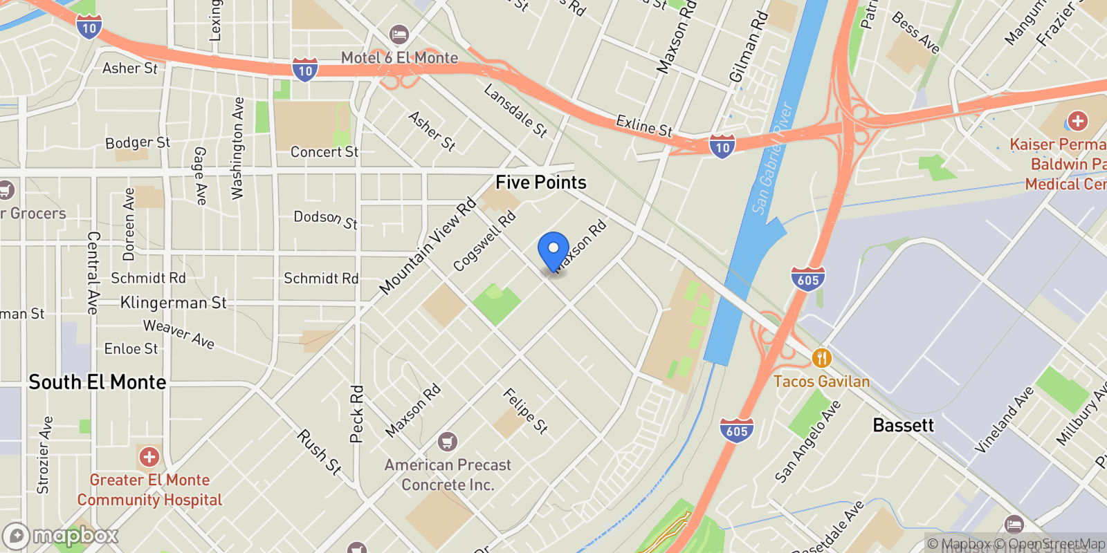 Map showing 2808 Maxson Rd, El Monte, California, United States.