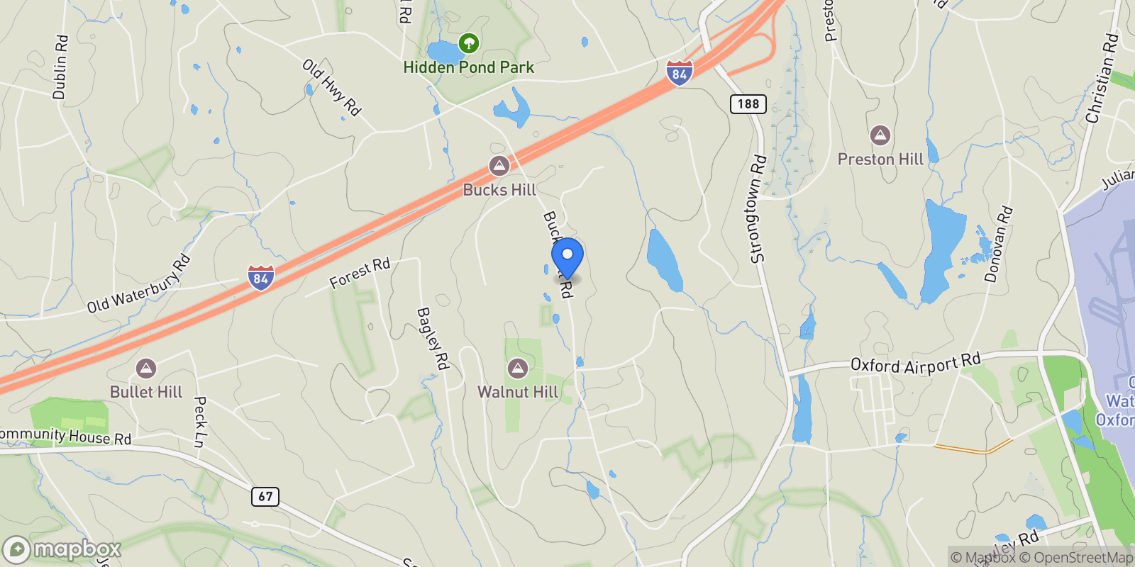 Map showing 1493 Bucks Hill Road, Southbury, CT 06488, Southbury, Connecticut, United States.