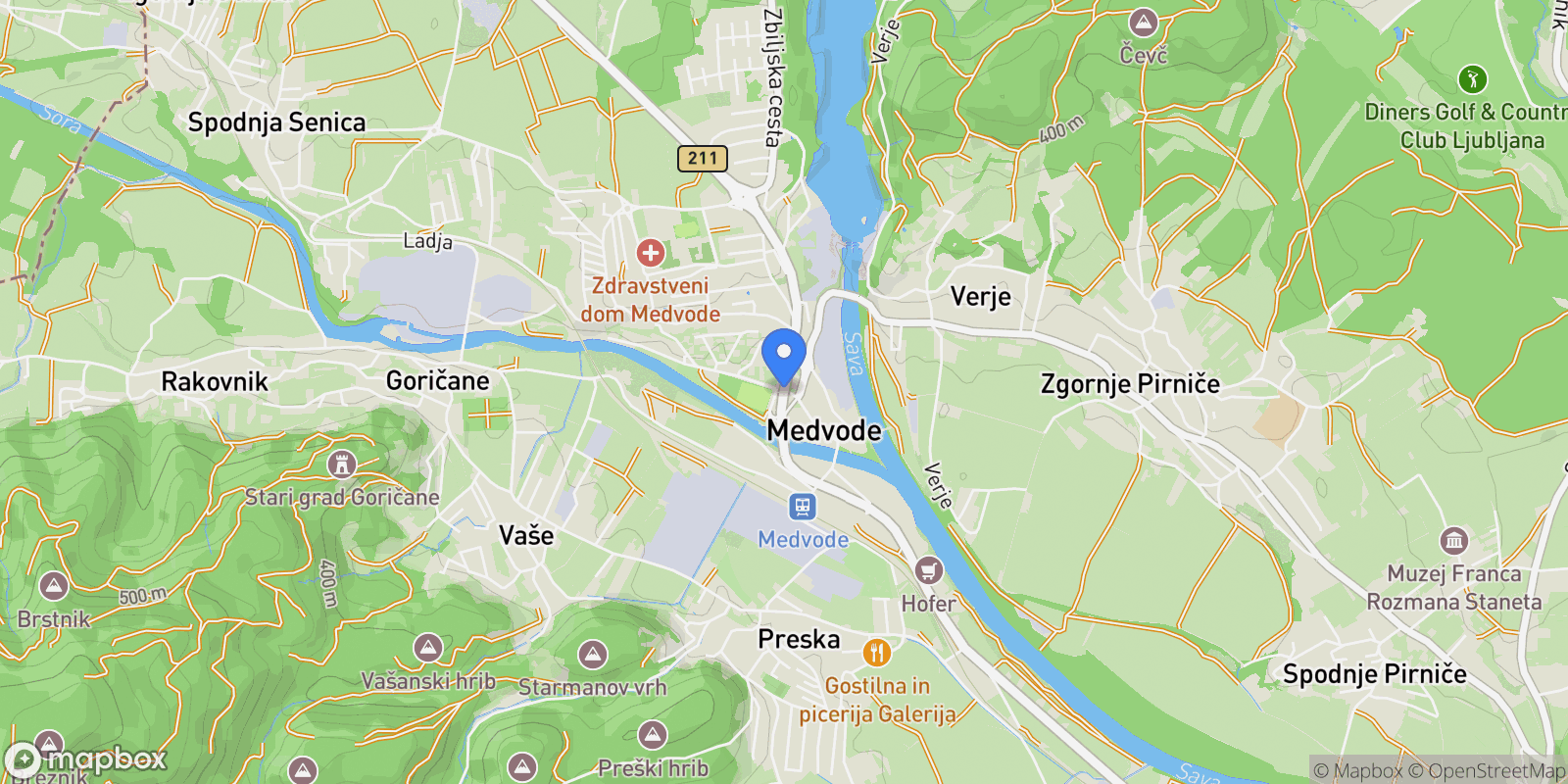 Map showing 1215 Medvode, Slovenia, Medvode, Ljubljana, Slovenia.