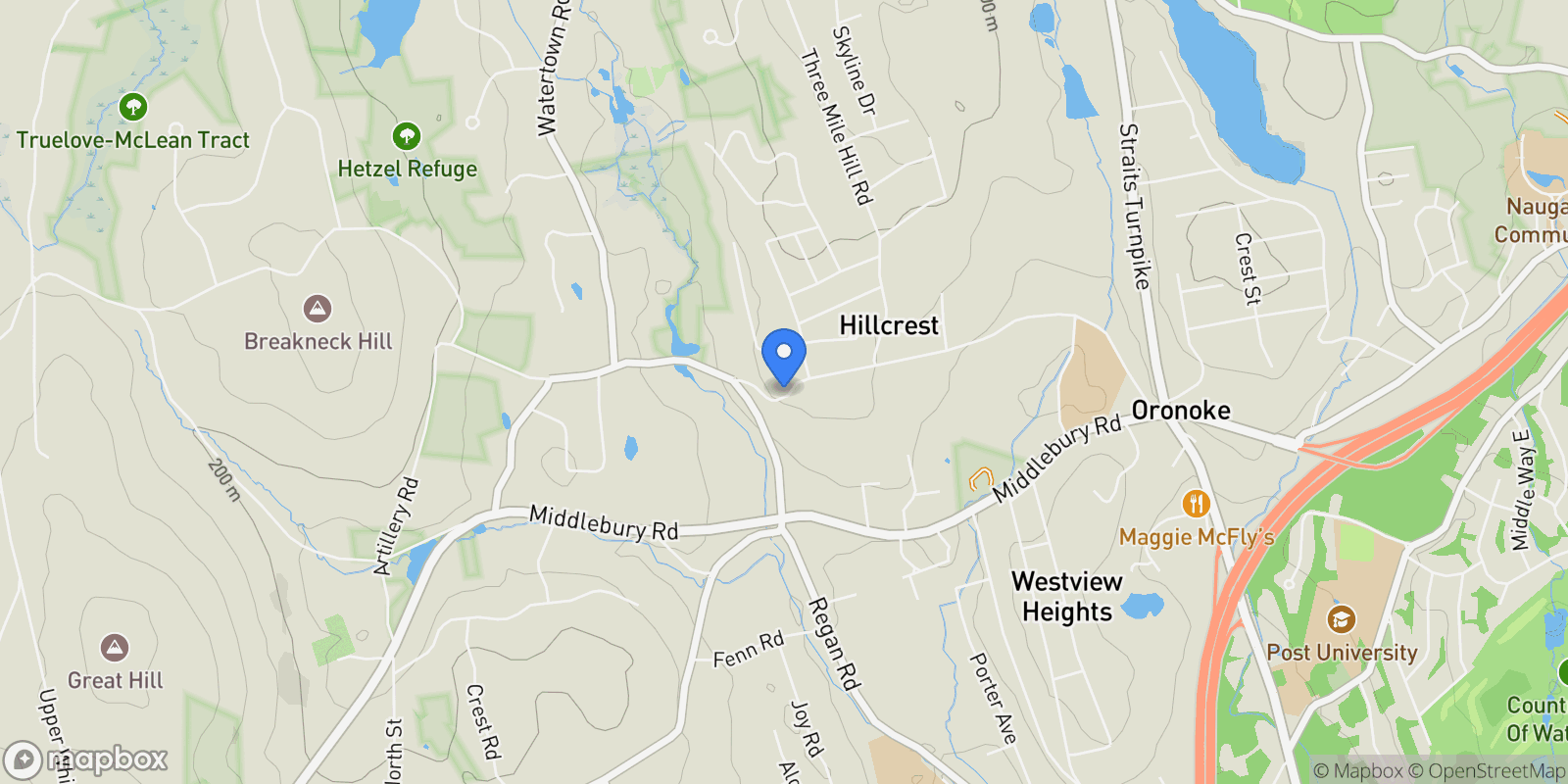 Map showing 126 Colonial Avenue, Middlebury, CT 06762, Middlebury, Connecticut, United States.