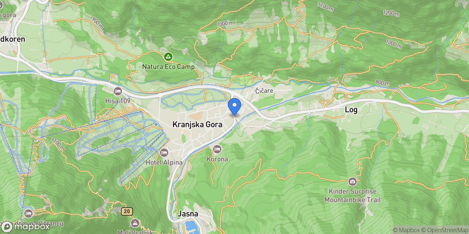Map showing 4280 Kranjska Gora, Slovenia, Kranjska Gora, Jesenice, Slovenia.