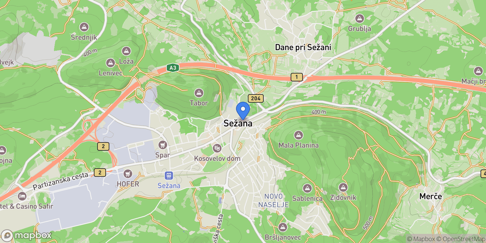 Map showing 6210 Sežana, Slovenia, Sežana, Sežana, Slovenia.
