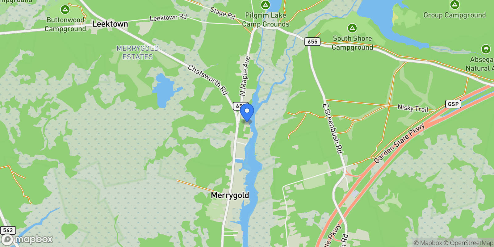 Map showing 154 N Maple Ave, Tuckerton, NJ 08087, Little Egg Harbor Township, New Jersey, United States.