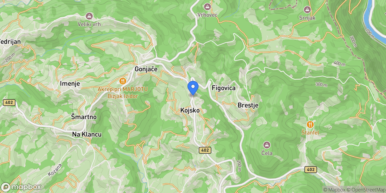 Map showing 5211 Kojsko, Slovenia, Kojsko, Nova Gorica, Slovenia.