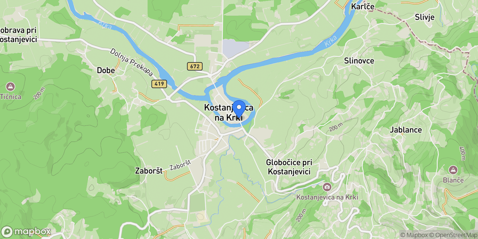 Map showing 8311 Kostanjevica na Krki, Slovenia, Kostanjevica na Krki, Krško, Slovenia.