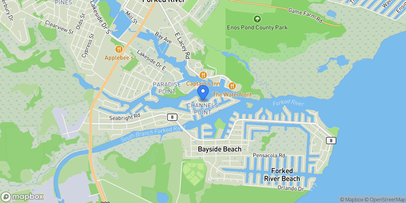 Map showing 658 Fairview Ln, Forked River, NJ 08731, Lacey Township, New Jersey, United States.