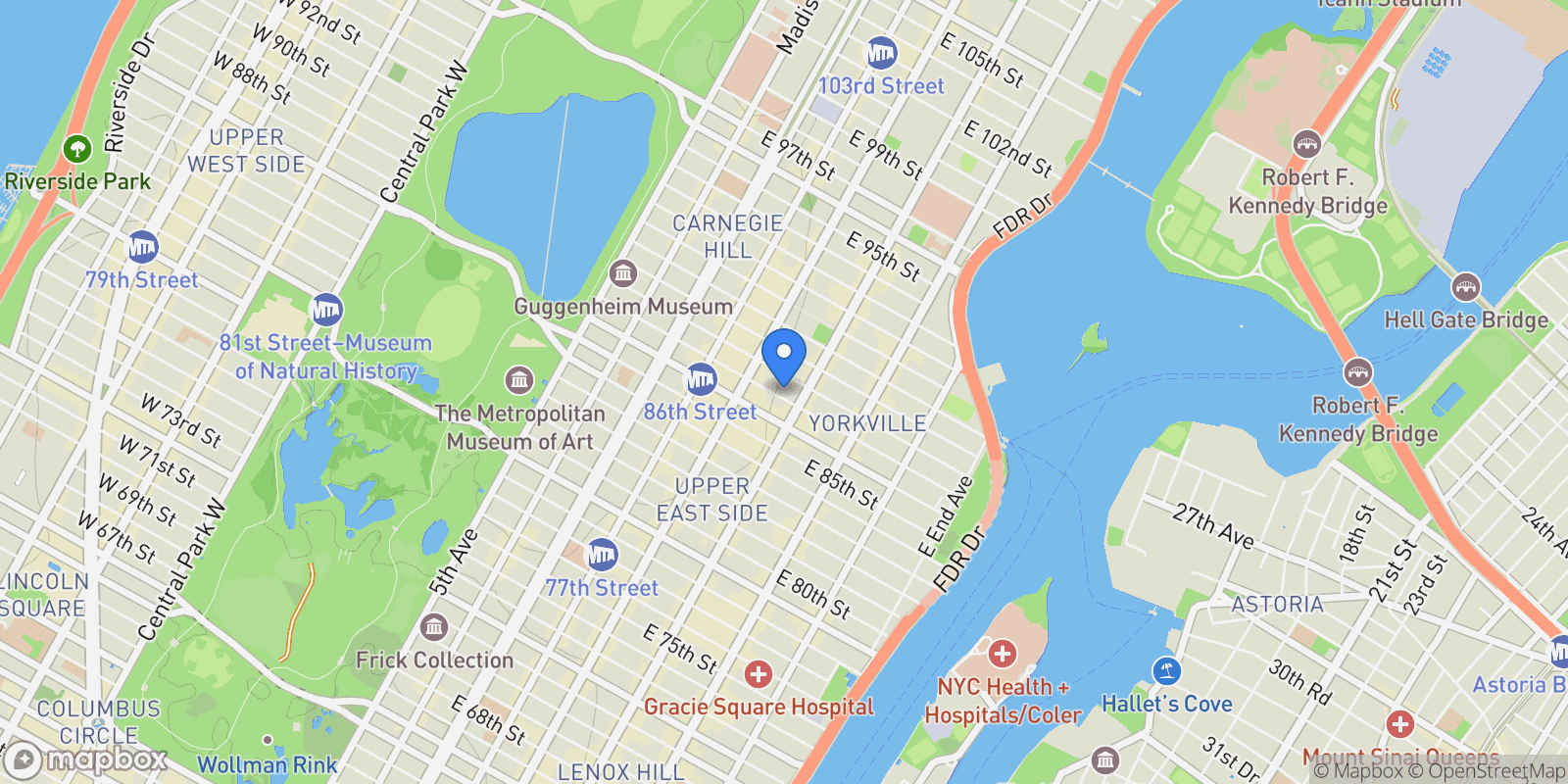 Map showing 237 East 87th Street 3F, New York, NY 10128, New York, New York, United States.