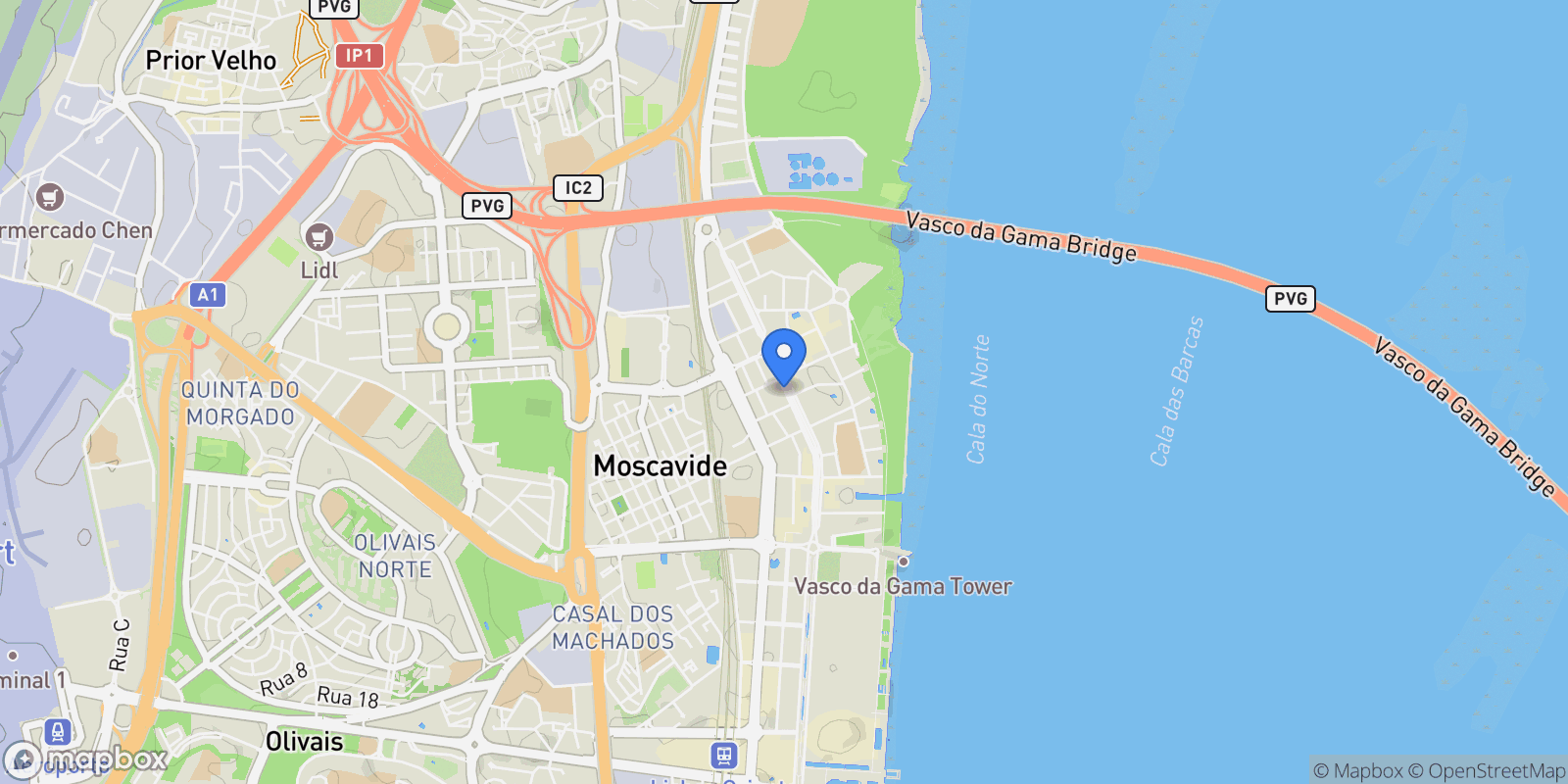 Map showing Parque das Nacoes, Lisbon, Portugal.