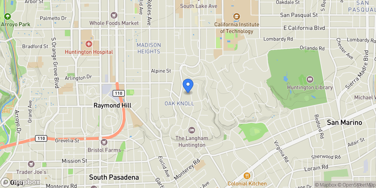 Map showing 1215 Wentworth, Altadena, California, United States.
