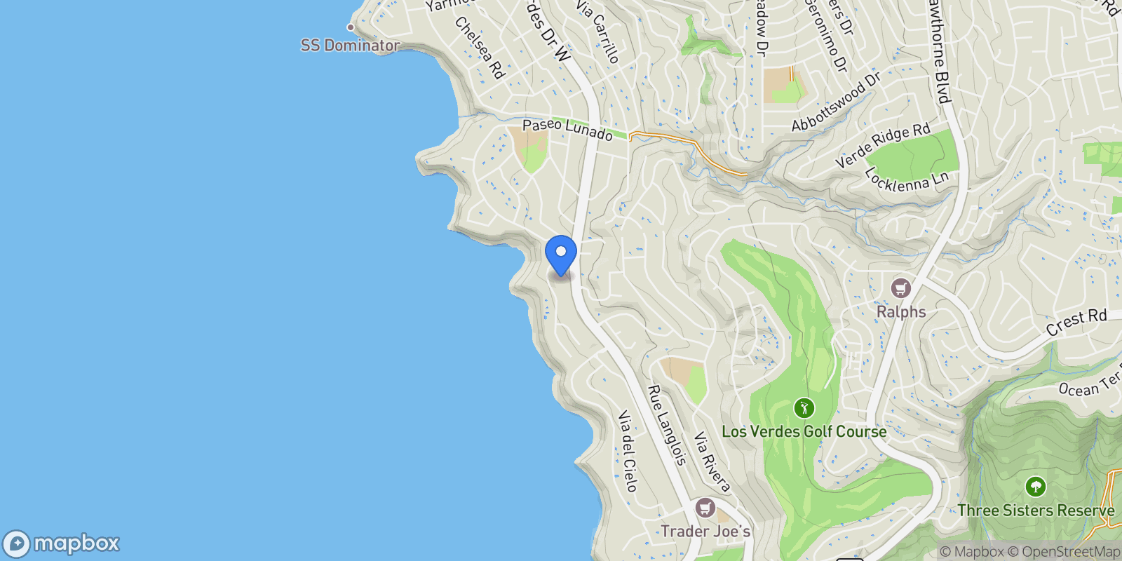 Map showing 3300 Palos Verdes Drive West, Rolling Hills, California, United States.
