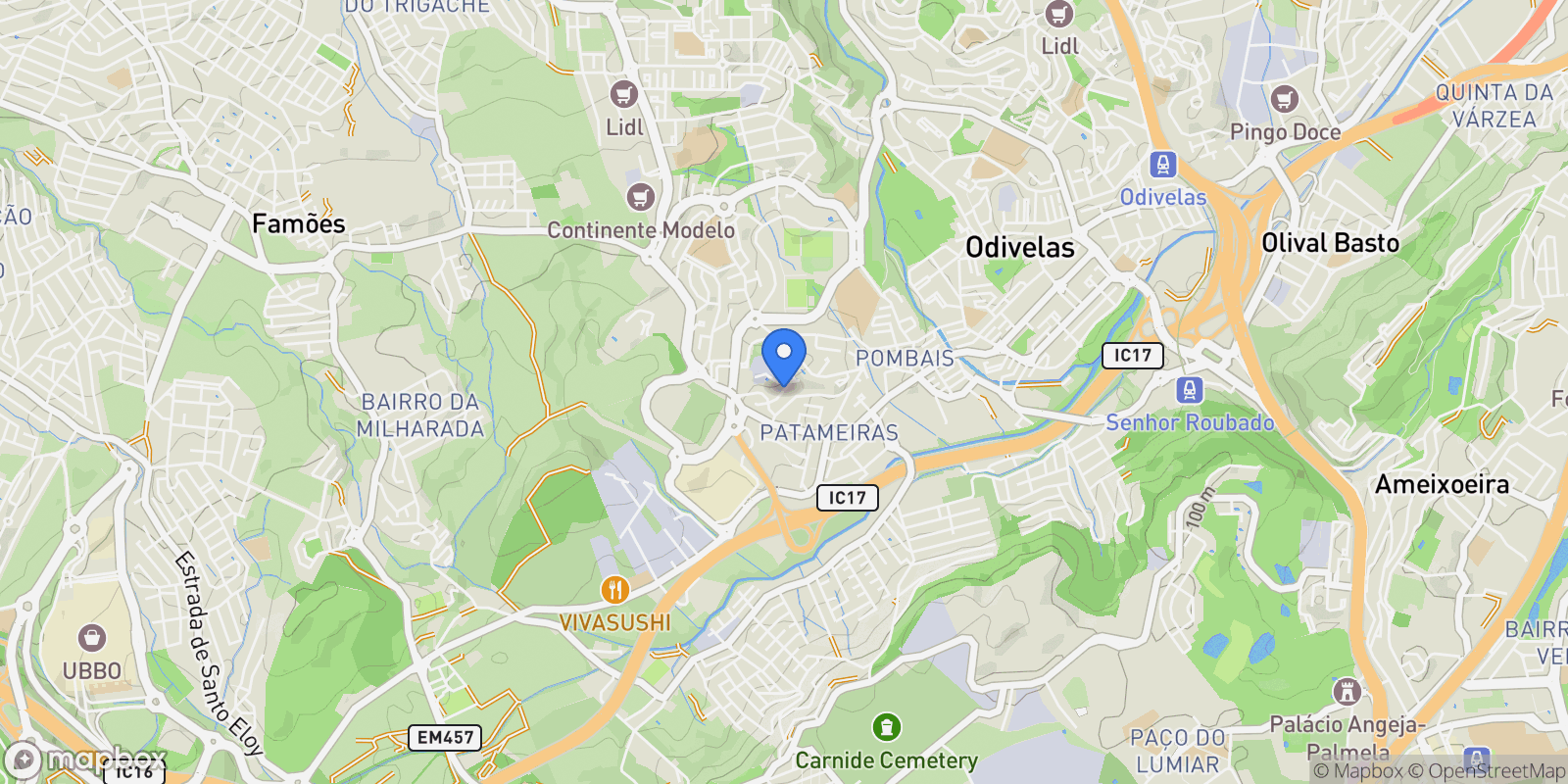 Map showing Odivelas, Lisbon, Portugal.