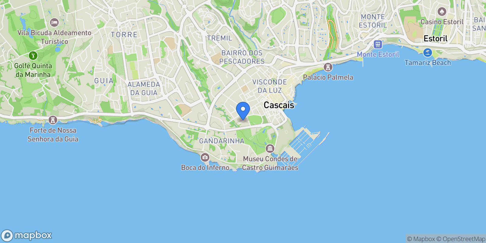Map showing Cascais e Estoril, Lisbon, Portugal.