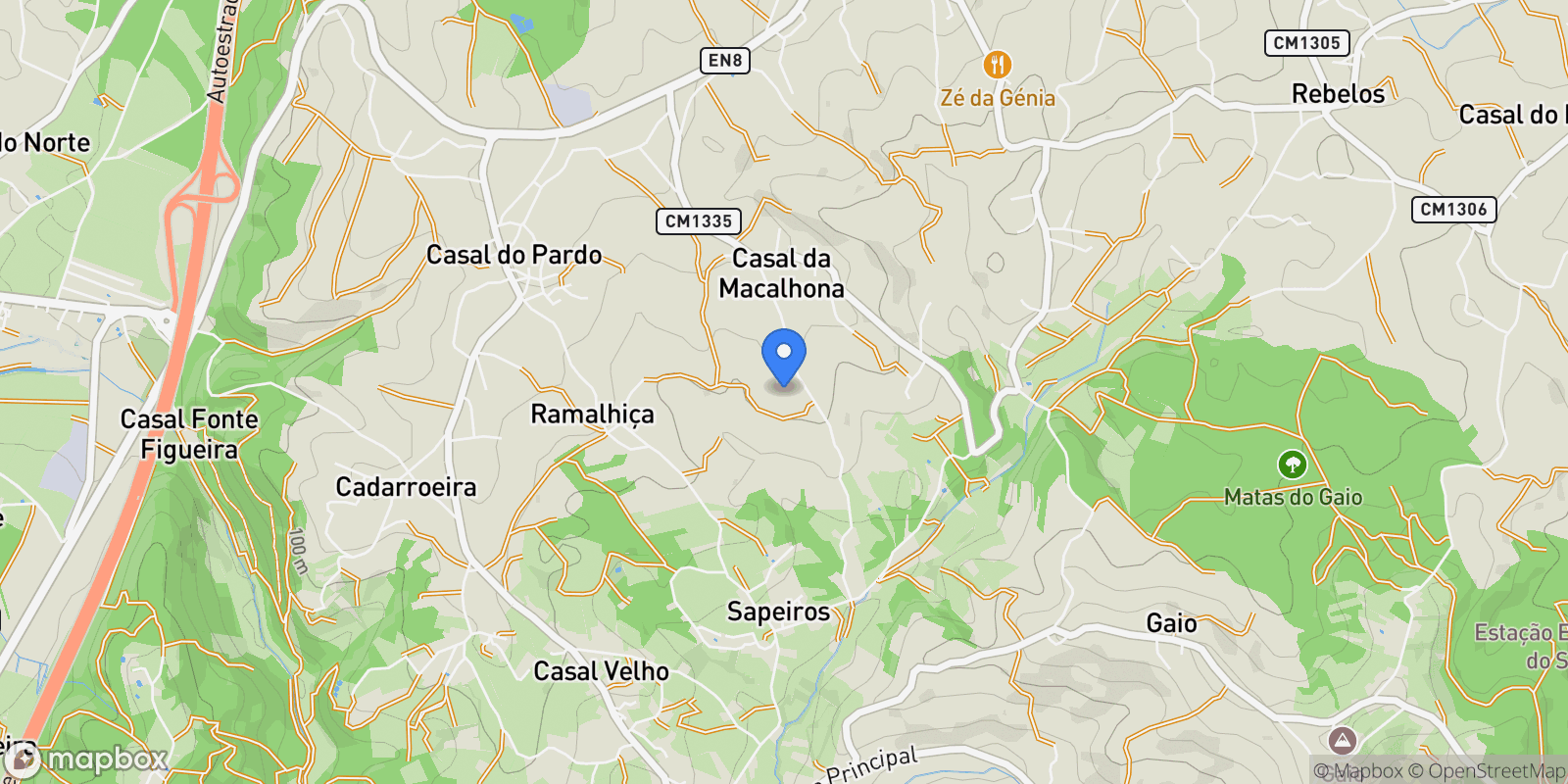 Map showing Alfeizerao, Leiria District, Portugal.