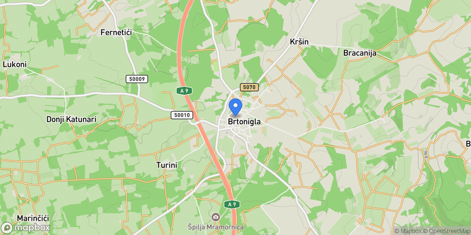 Map showing Brtonigla, Istria County, Croatia.