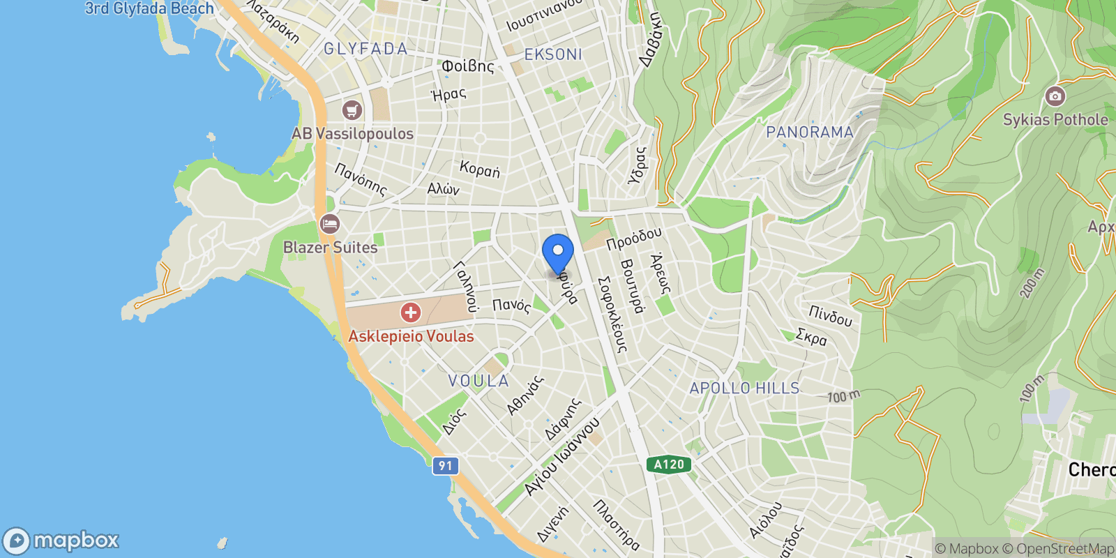 Map showing Voula, Attica, Greece.