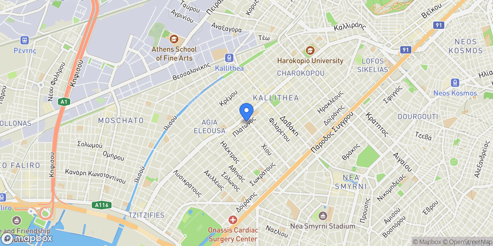 Map showing 1st Community of Kallithea, Attica, Greece.