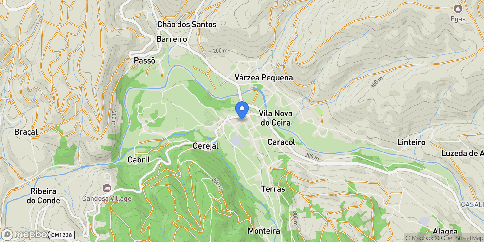 Map showing Vila Nova do Ceira, 3330 Góis, Portugal, Vila Nova do Ceira, Coimbra District, Portugal.