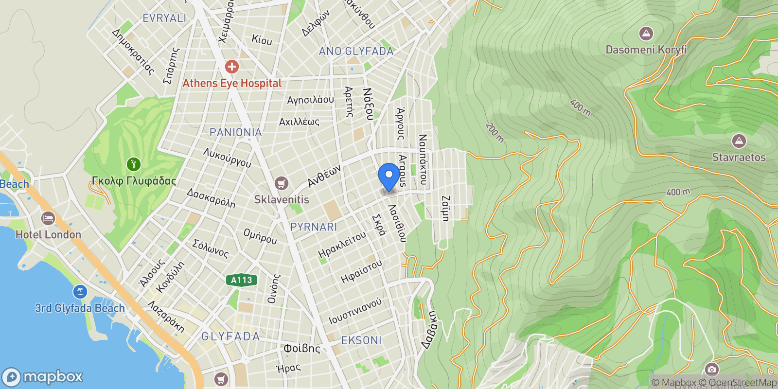 Map showing Glyfada, Attica, Greece.