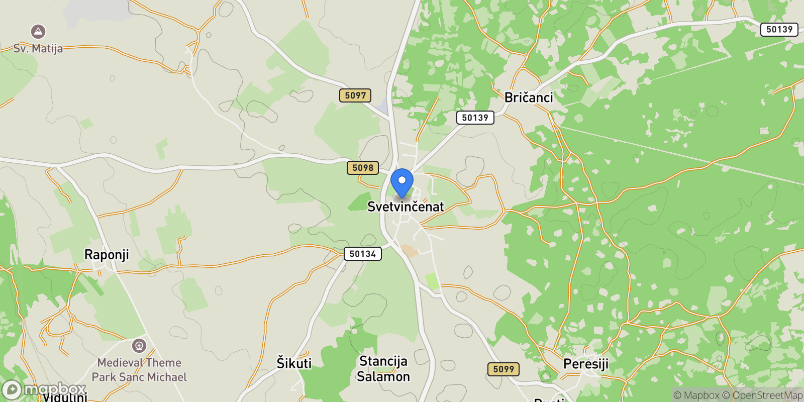 Map showing Svetvincenat, Istria County, Croatia.