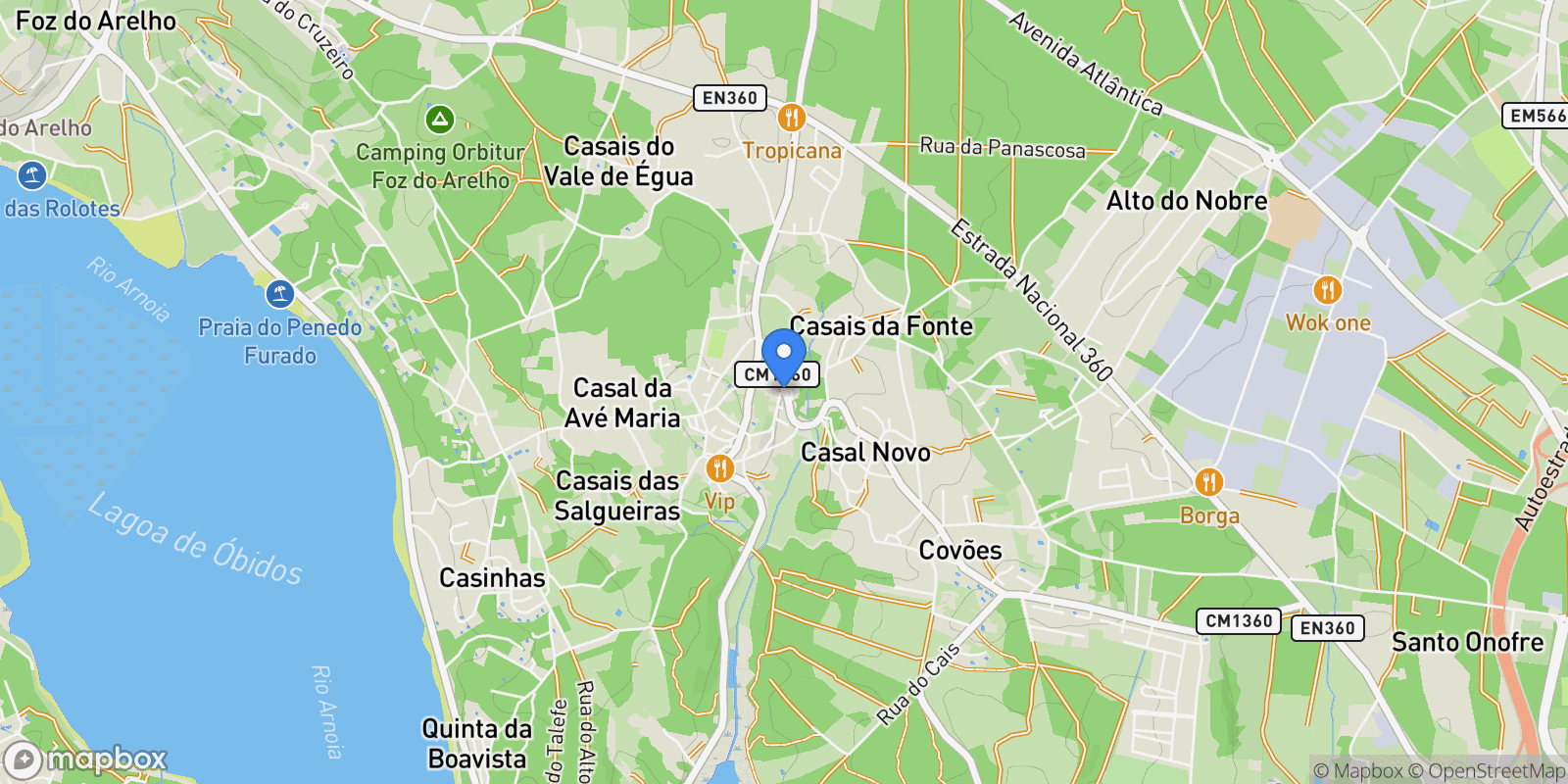 Map showing Nadadouro, Leiria District, Portugal.