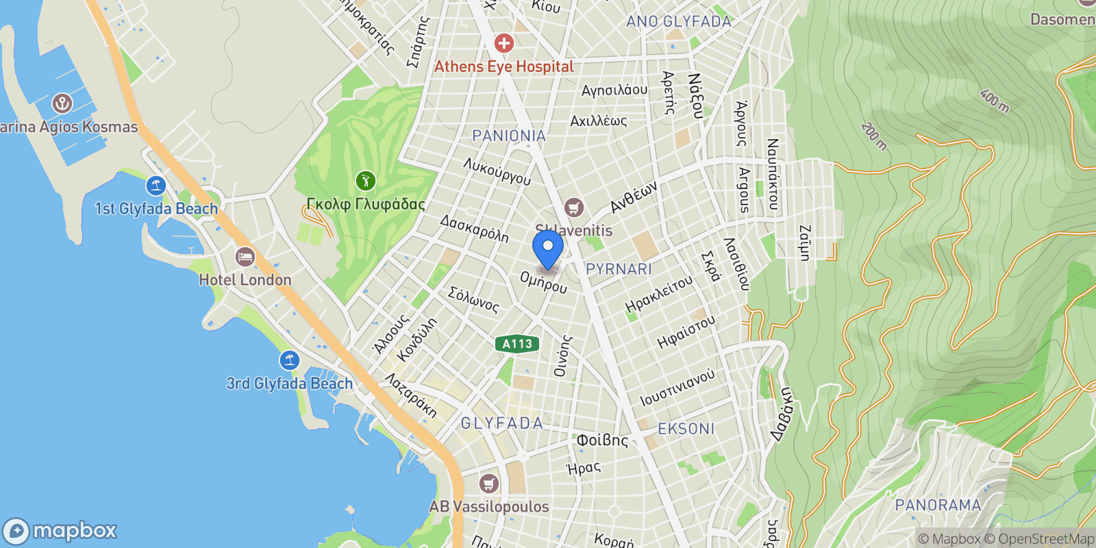 Map showing Glyfada, Attica, Greece.