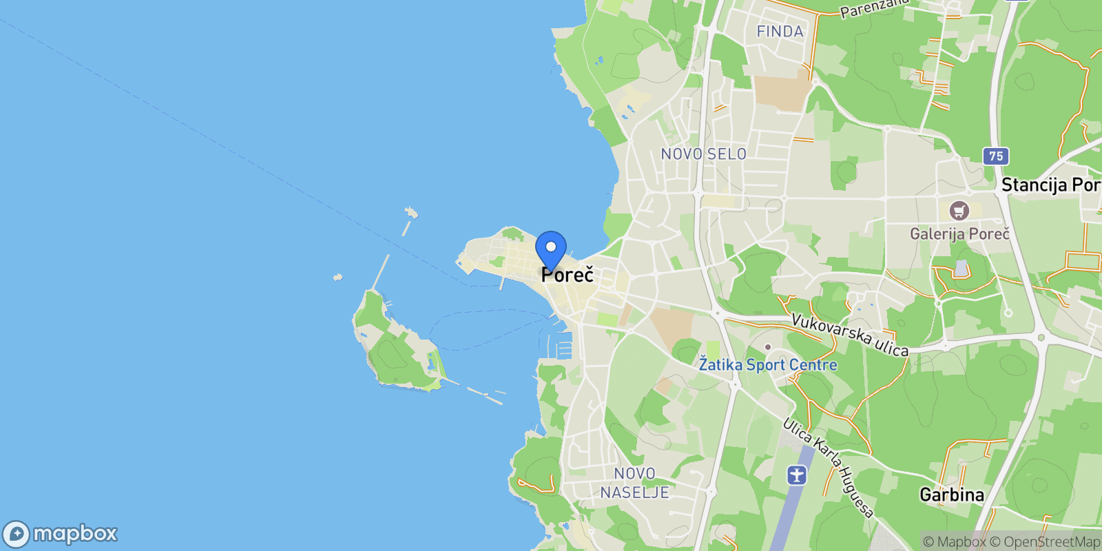 Map showing Porec, Istria County, Croatia.
