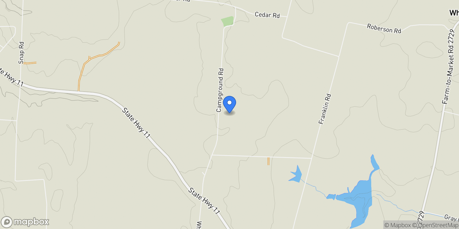 Map showing 738 Campground Road, Sherman, Texas, United States.