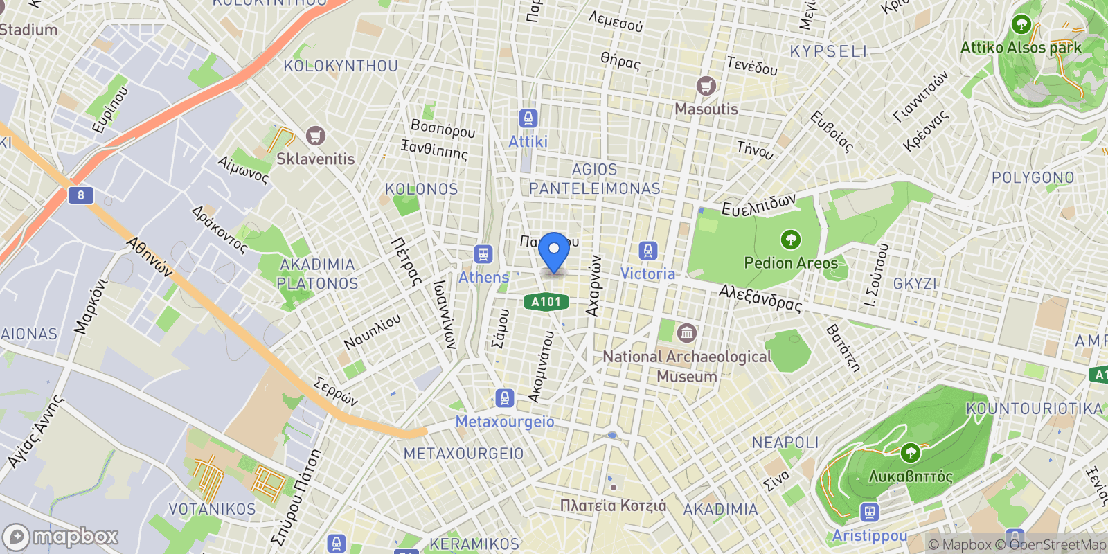 Map showing 1st District of Athens, Athens, Greece.