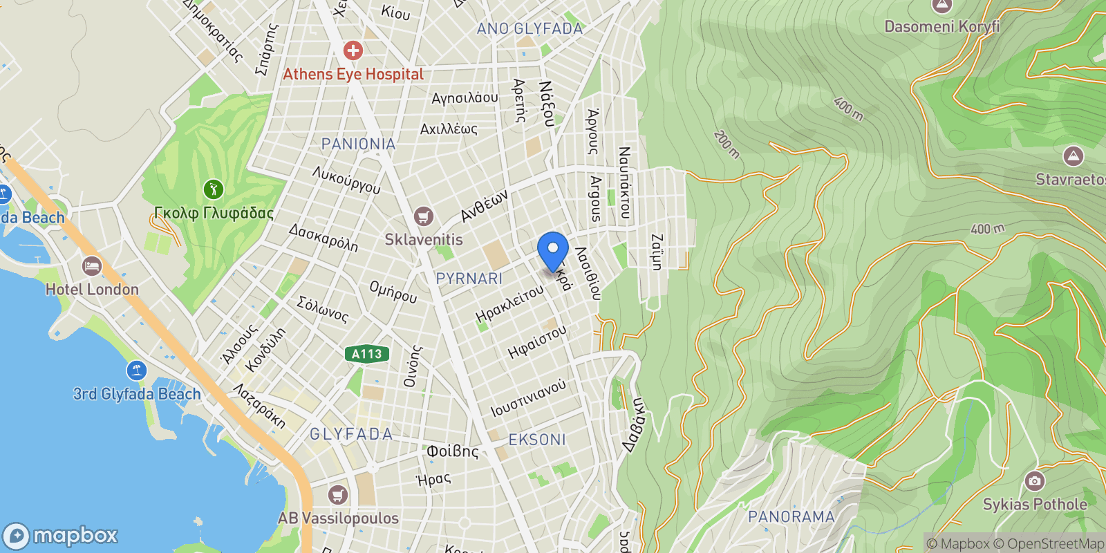 Map showing Glyfada, Attica, Greece.