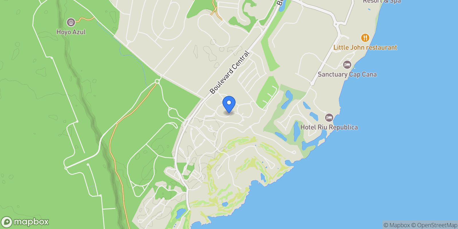 Map showing Unnamed Road, Punta Cana 23000, Dominican Republic, Juanillo, La Altagracia Province, Dominican Republic.