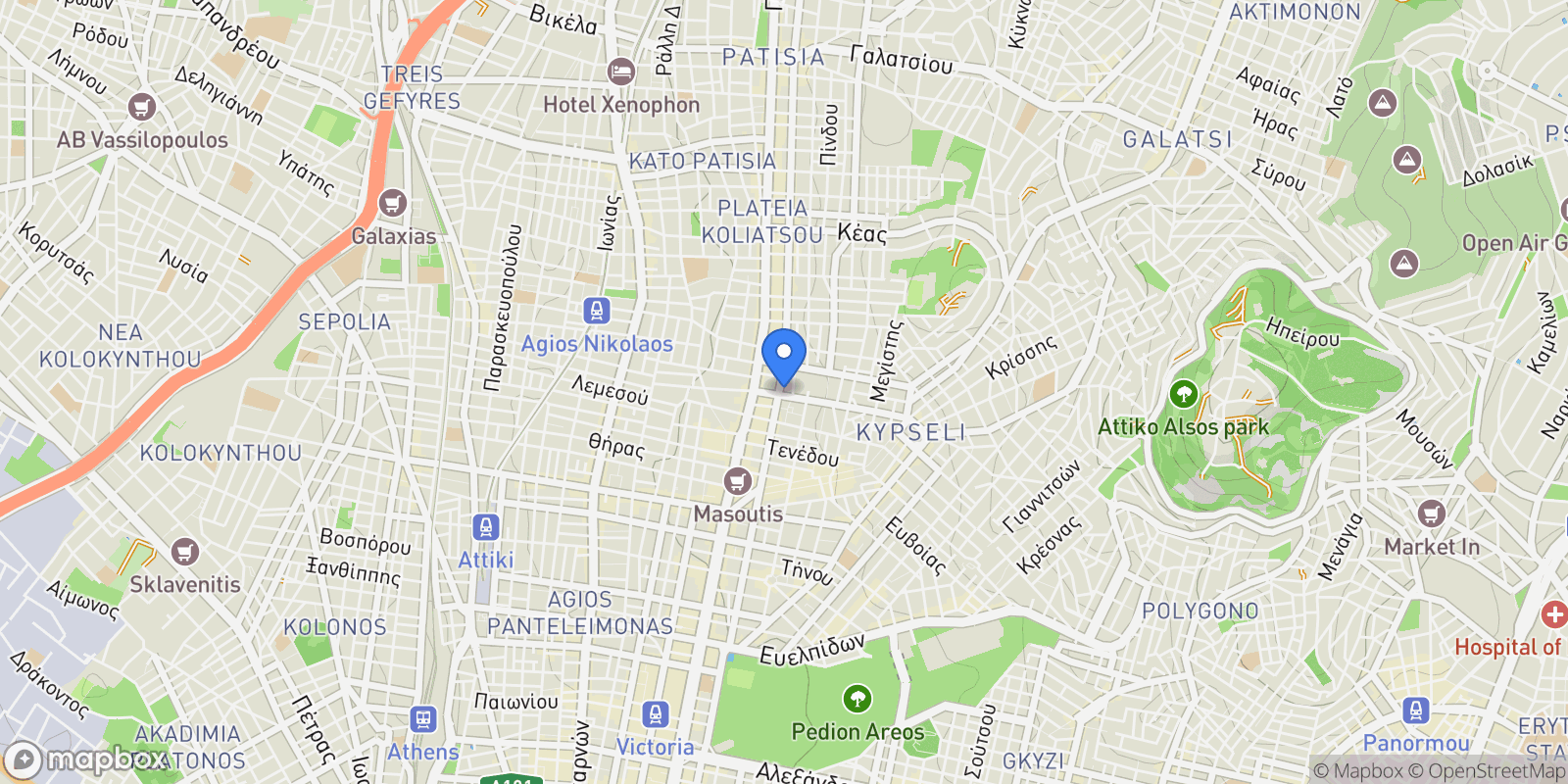 Map showing 6th District of Athens, Athens, Greece.
