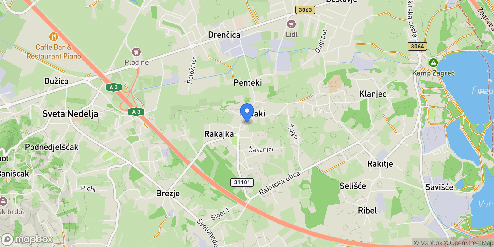 Map showing Novaki, Zagreb County, Croatia.