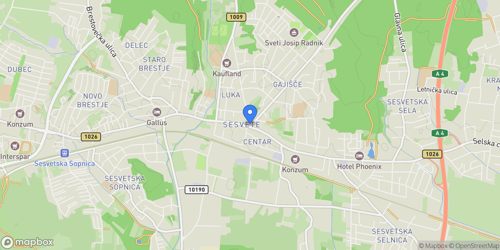 Map showing Mjesni odbor Centar, Sesvete, City of Zagreb.