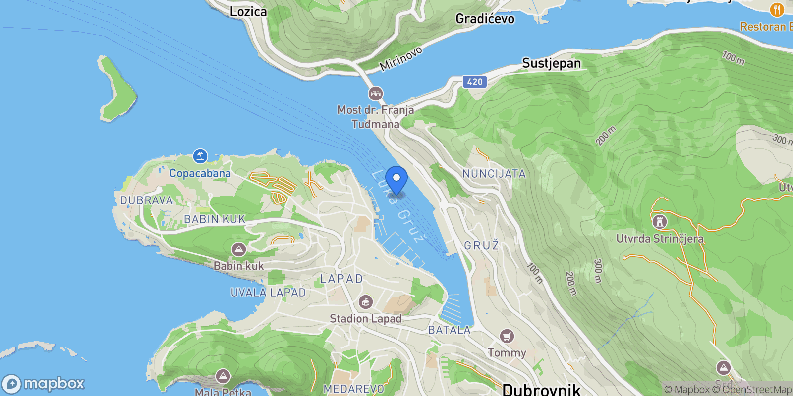Map showing Dubrovnik-Neretva County, Croatia.