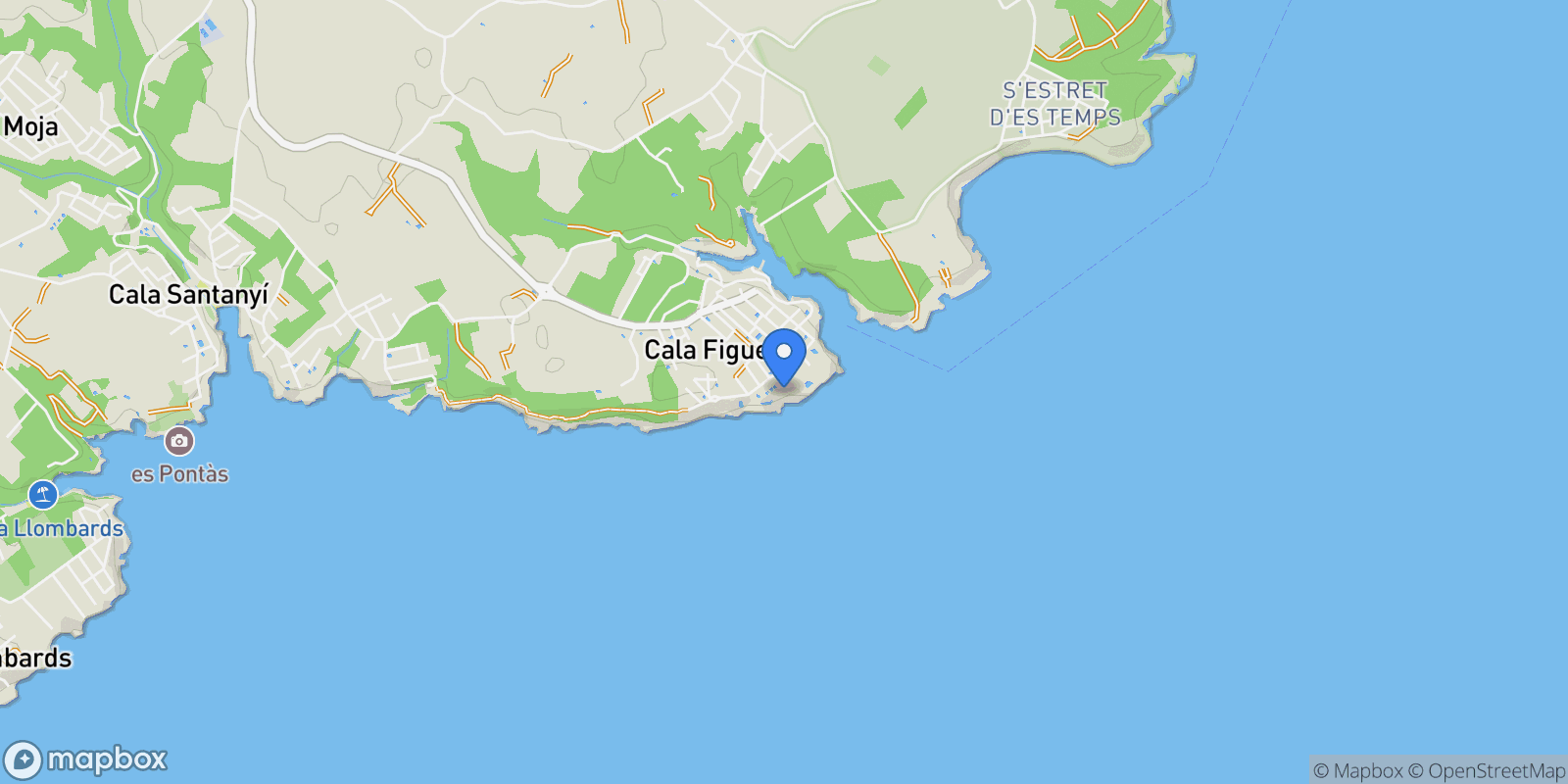 Map showing Carrer de Sant Pere, 32, 07659 Cala Figuera, Illes Balears, Spain, Cala Figuera, Santanyi, Balearic Islands.