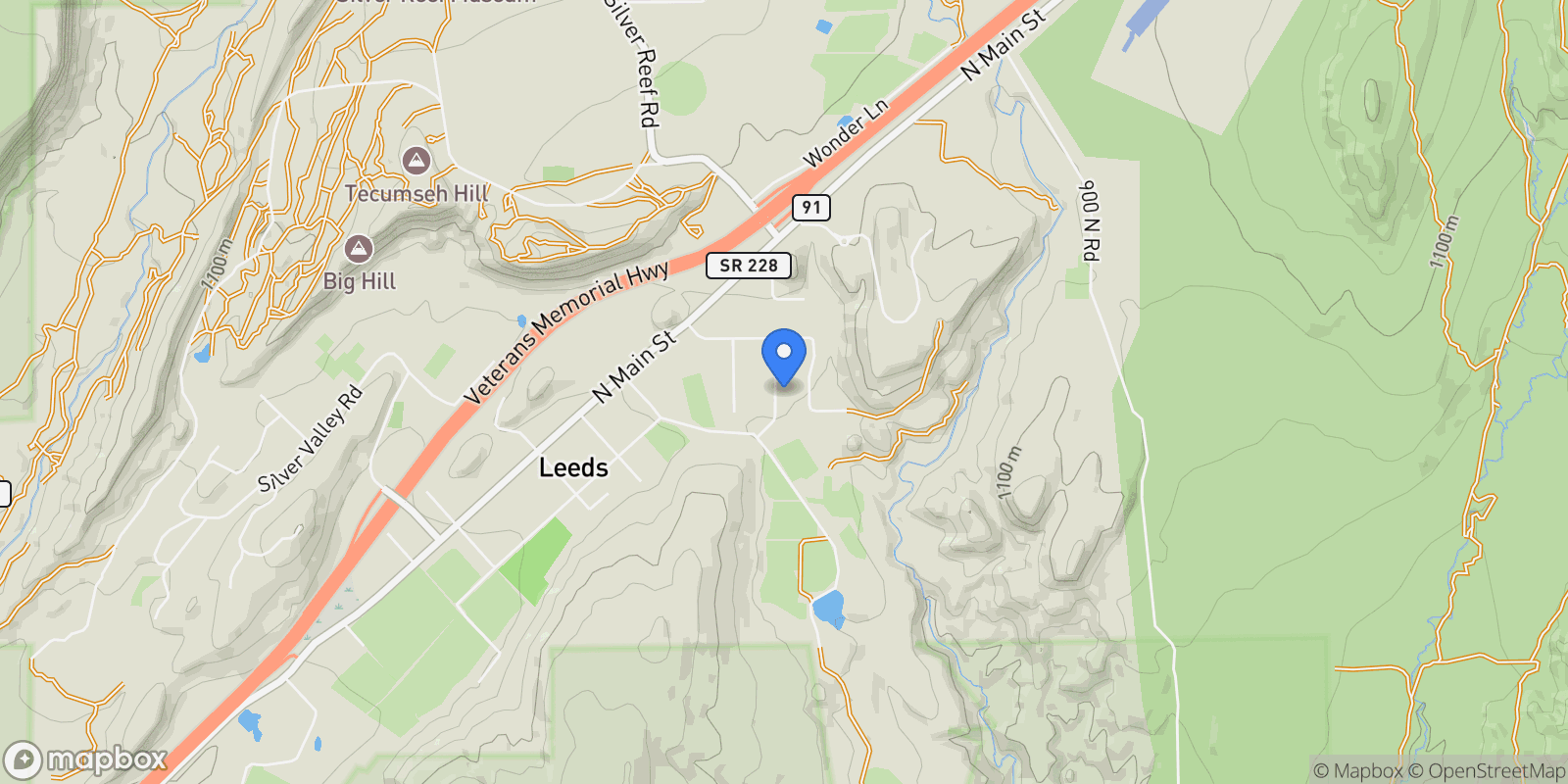Map showing 230 Boulder Way, Leeds, UT 84746, Leeds, Utah, United States.