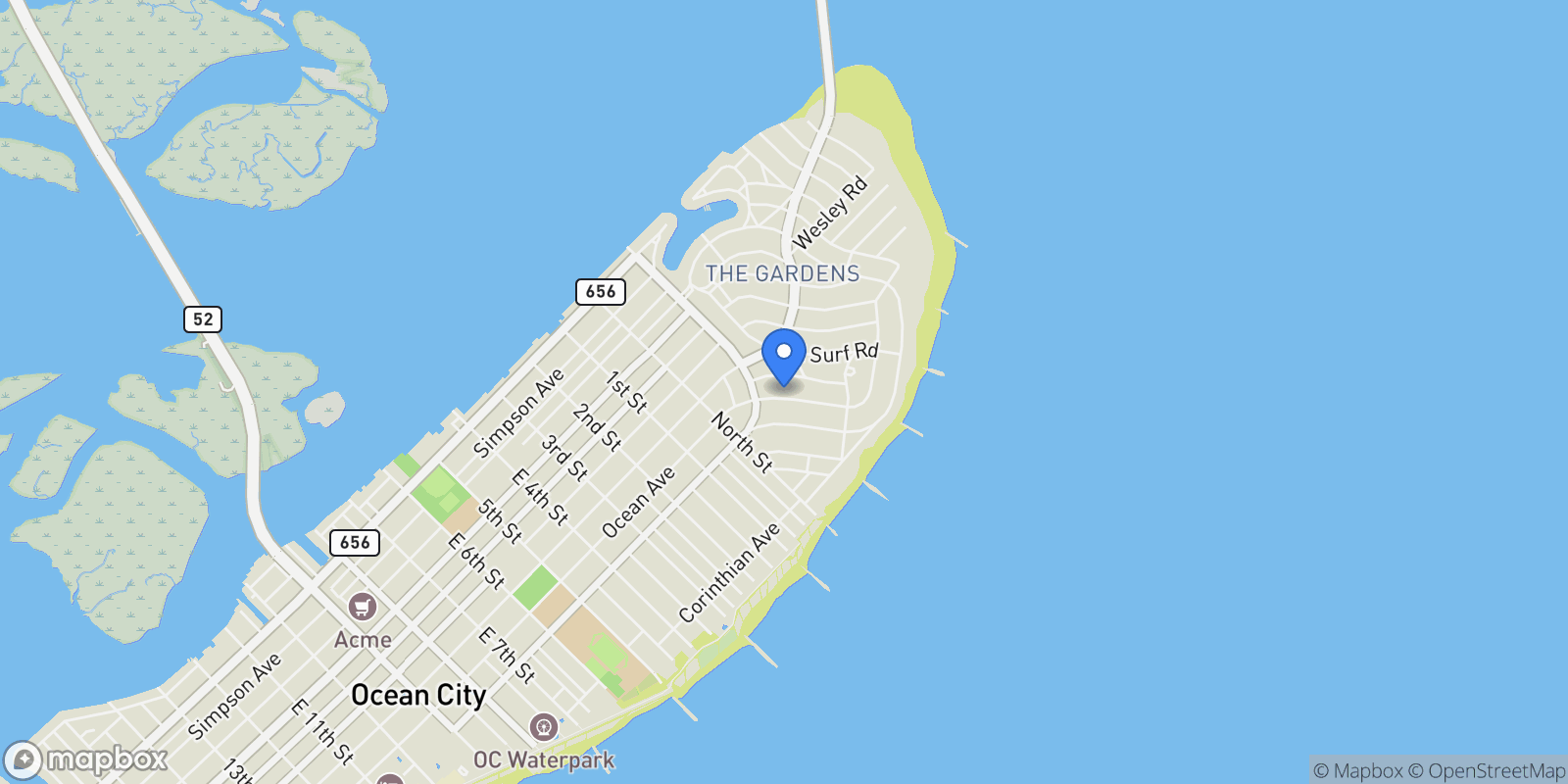 Map showing 118 Ocean Road, Ocean City, NJ 08226, Ocean City, New Jersey, United States.