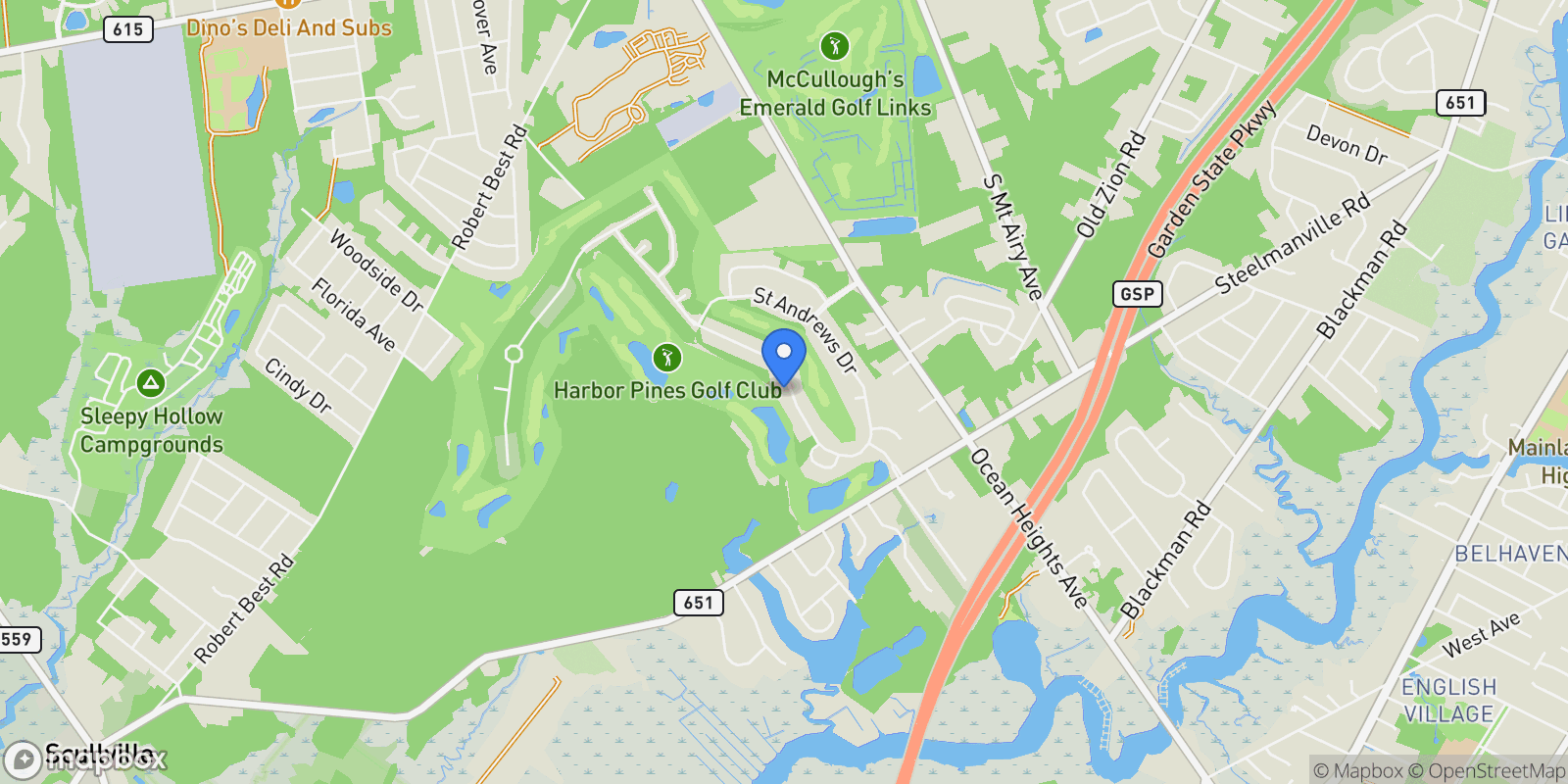 Map showing 25 Pebble Beach Drive, Egg Harbor Township, NJ 08234, Egg Harbor Township, New Jersey, United States.