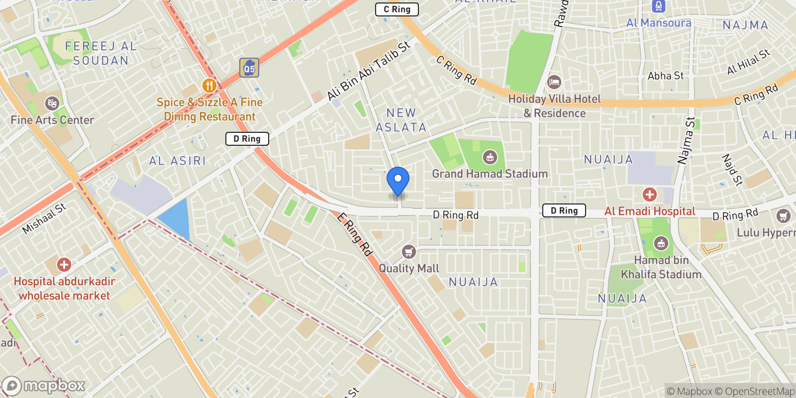 Map showing Al Nuaija Street, Al Nuaija, Doha, United Arab Emirates.