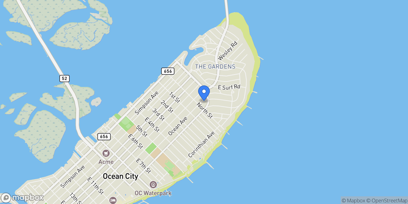 Map showing 27 Ocean Road, Ocean City, NJ 08226, Ocean City, New Jersey, United States.