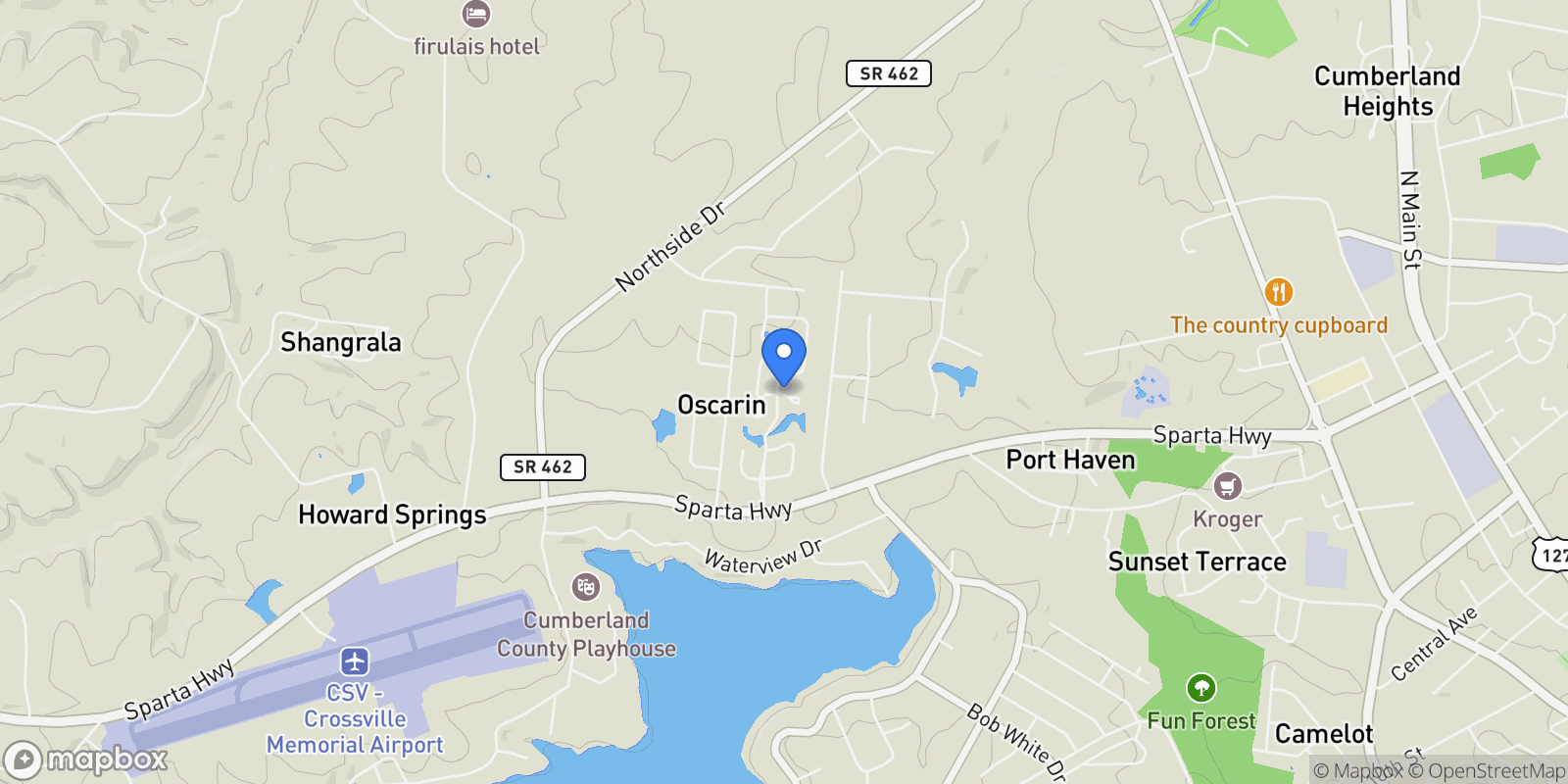 Map showing 27 Hickory Hollow Circle, Crossville, TN 38555, Crossville, Tennessee, United States.