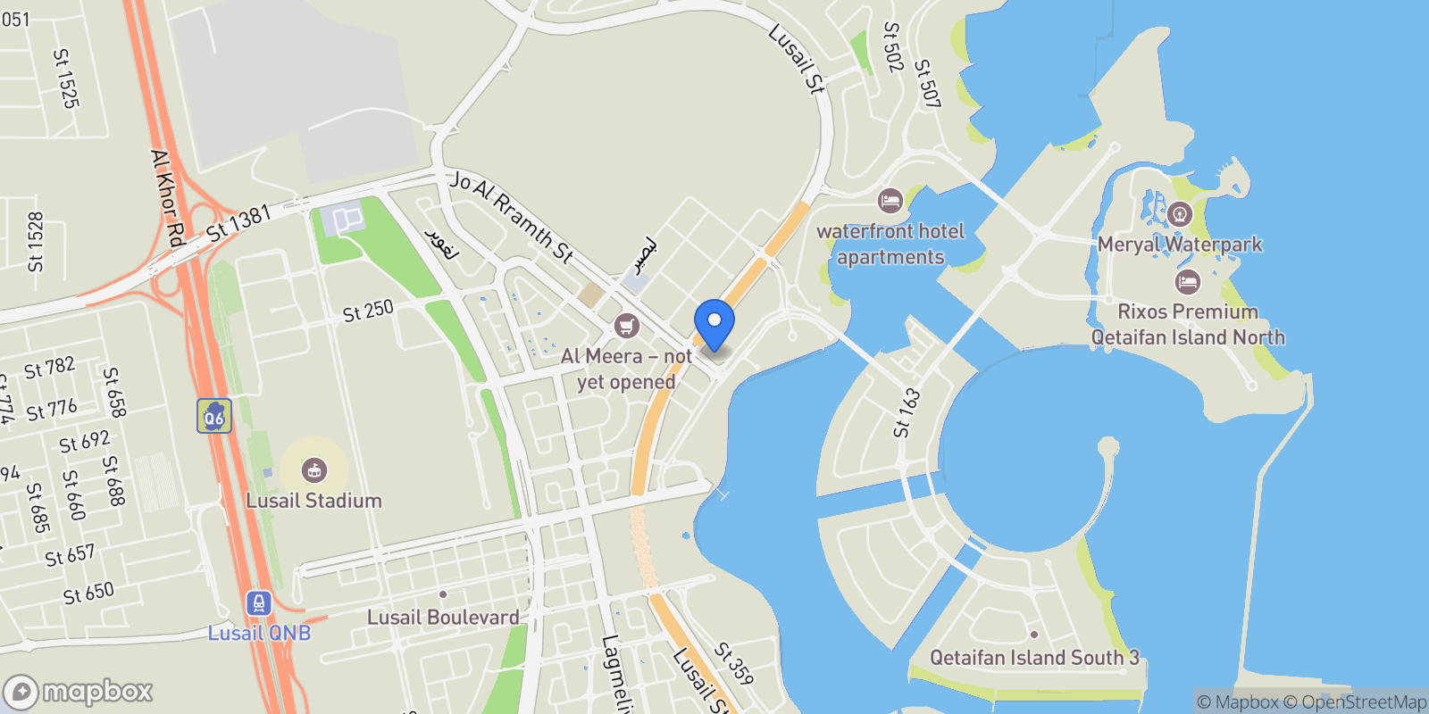 Map showing Fox Hills South, Fox Hills, Lusail, United Arab Emirates.