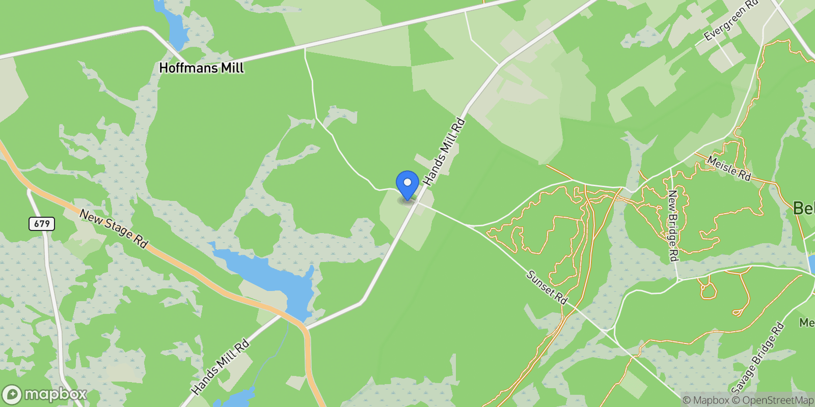 Map showing 550 Hands Mill Road, Belleplain, NJ 08270, Woodbine, New Jersey, United States.