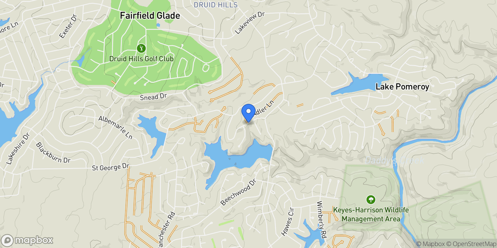 Map showing 158 Brambleton Drive, Crossville, TN 38558, Crossville, Tennessee, United States.