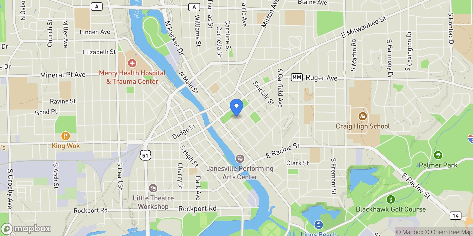 Map showing 220 St Lawrence Ave. , Janesville, WI 53545, Janesville, Wisconsin, United States.