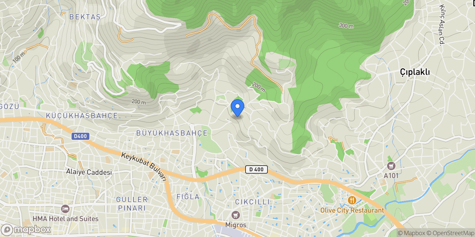 Map showing Cikcilli Villa, Antalya, Turkey.