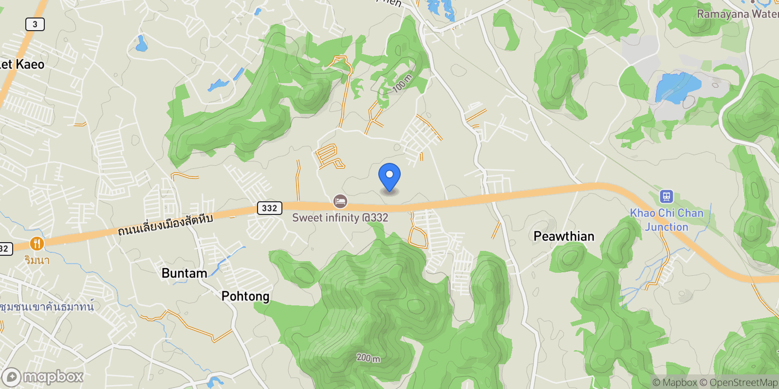 Map showing 332 Road, Bang Sare, Chon Buri, Thailand.
